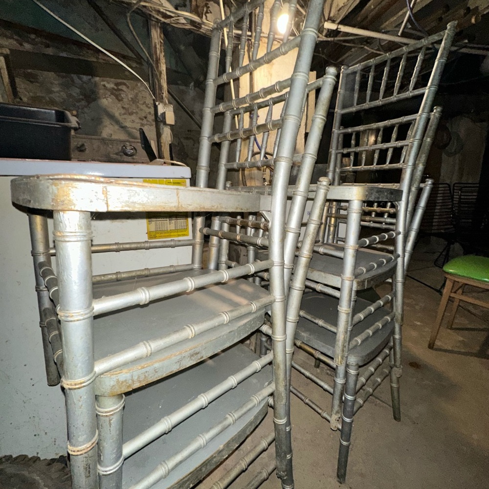 Elegant Silver Dining Chairs w/Cushions